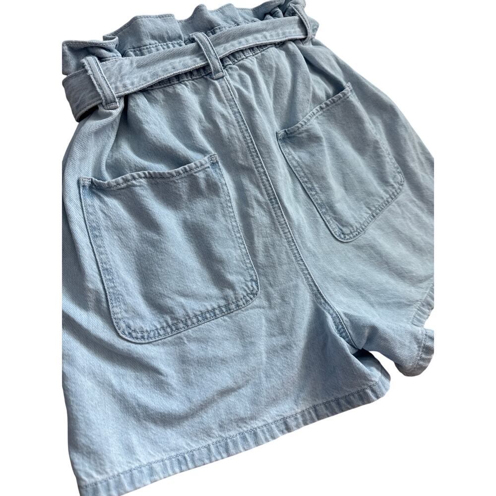 Loft‎ Belted Paperbag Waist Pull-On Soft Denim Shorts Light Blue Size XS - Picture 7 of 8